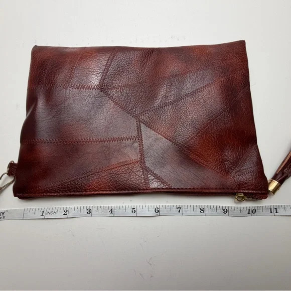 Elegant Dark Brown Leather Wristlet Clutch with Tassel - Picture 5 of 7